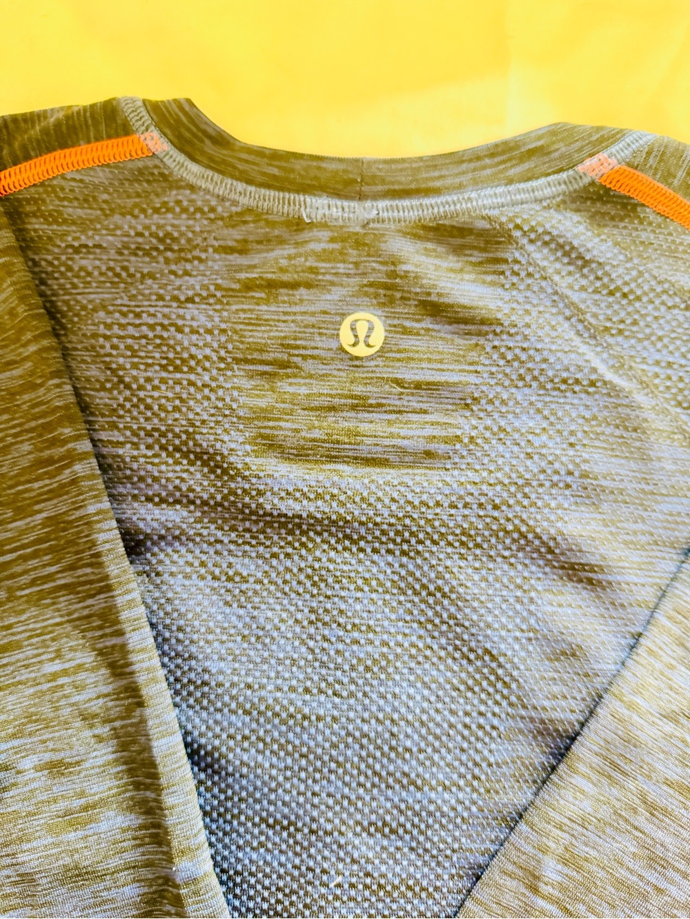 lululemon athletica Men's Long-Sleeve Crew - Navy with Orange Accents - Picture 3 of 3